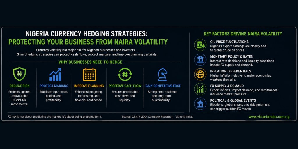 Exclusive Breakdown: Nigeria Currency Hedging Strategies Used By Elite Investors 2 Infographic explaining why Nigerian businesses and investors use currency hedging strategies to reduce naira volatility risks and protect financial planning and cash flow.